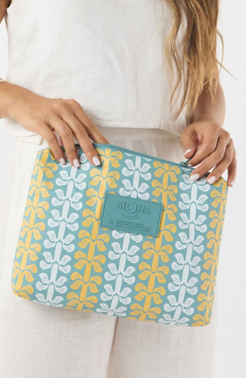Aloha Collection Mid Lei Life Water Resistant Tyvek® Zip Pouch In Green