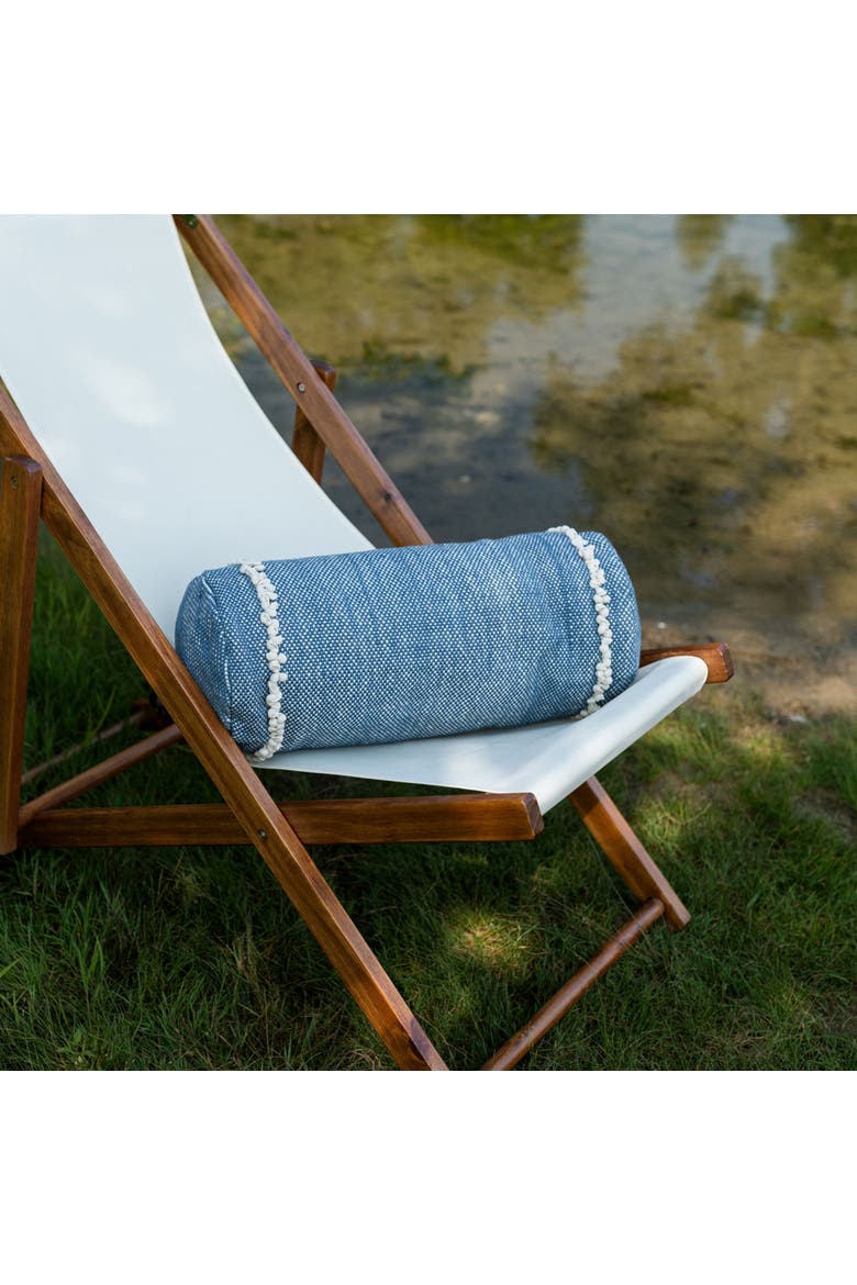 Waki Blue Bolster Filled Decorative Indoor/Outdoor Accent Pillow, 14" x 25", Alternate, color, Blue