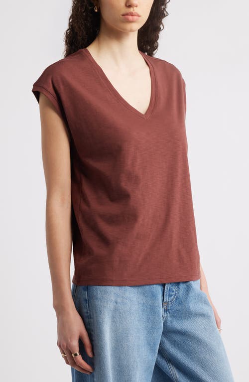 Nordstrom Sleeveless V-neck Cotton T-shirt In Brown Raisin
