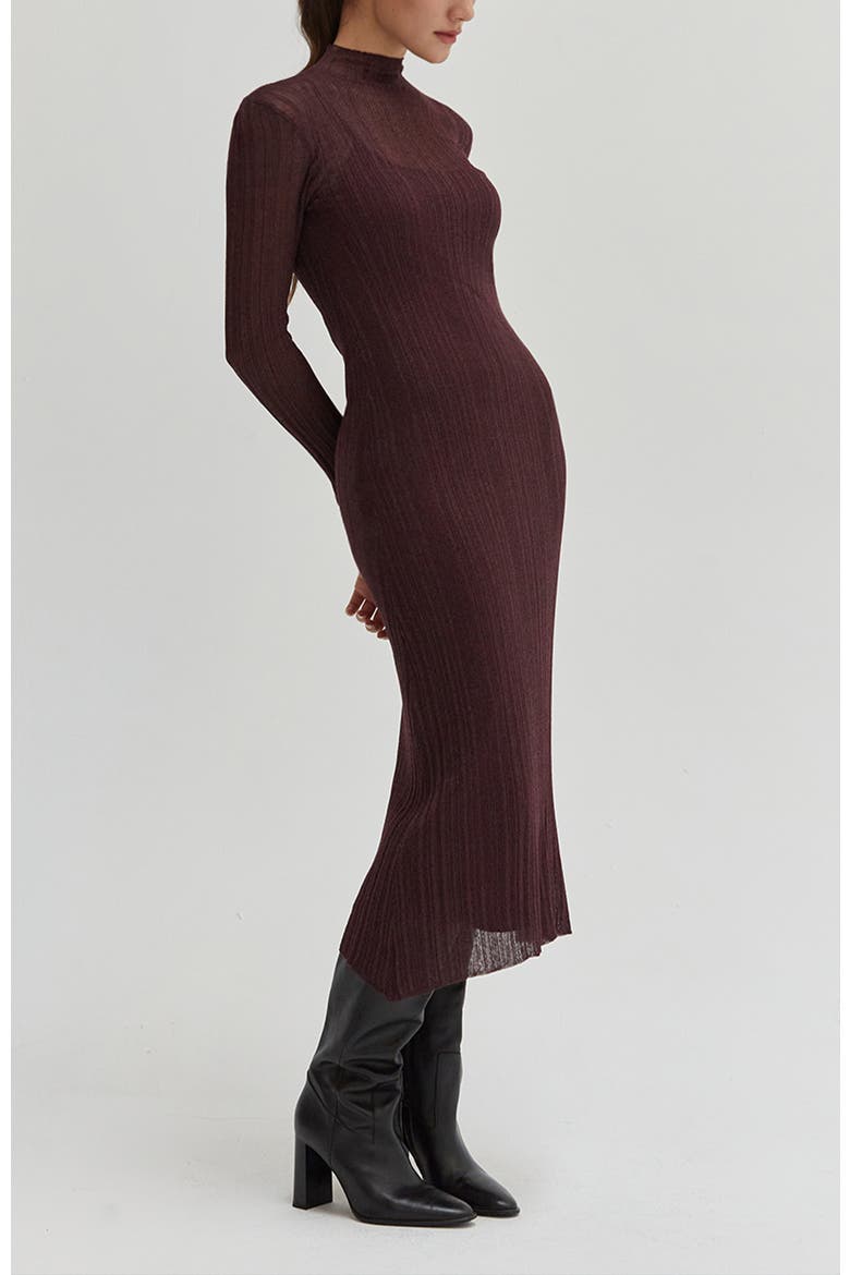 Sheer Lurex Maxi Dress, Alternate, color, Cabernet