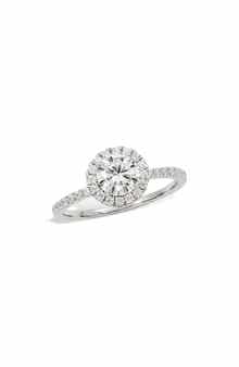 SAVVY CIE JEWELS Sterling Silver Round Moissanite Halo Ring