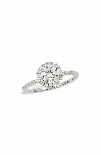 SAVVY CIE JEWELS Sterling Silver Round Moissanite Halo Ring
