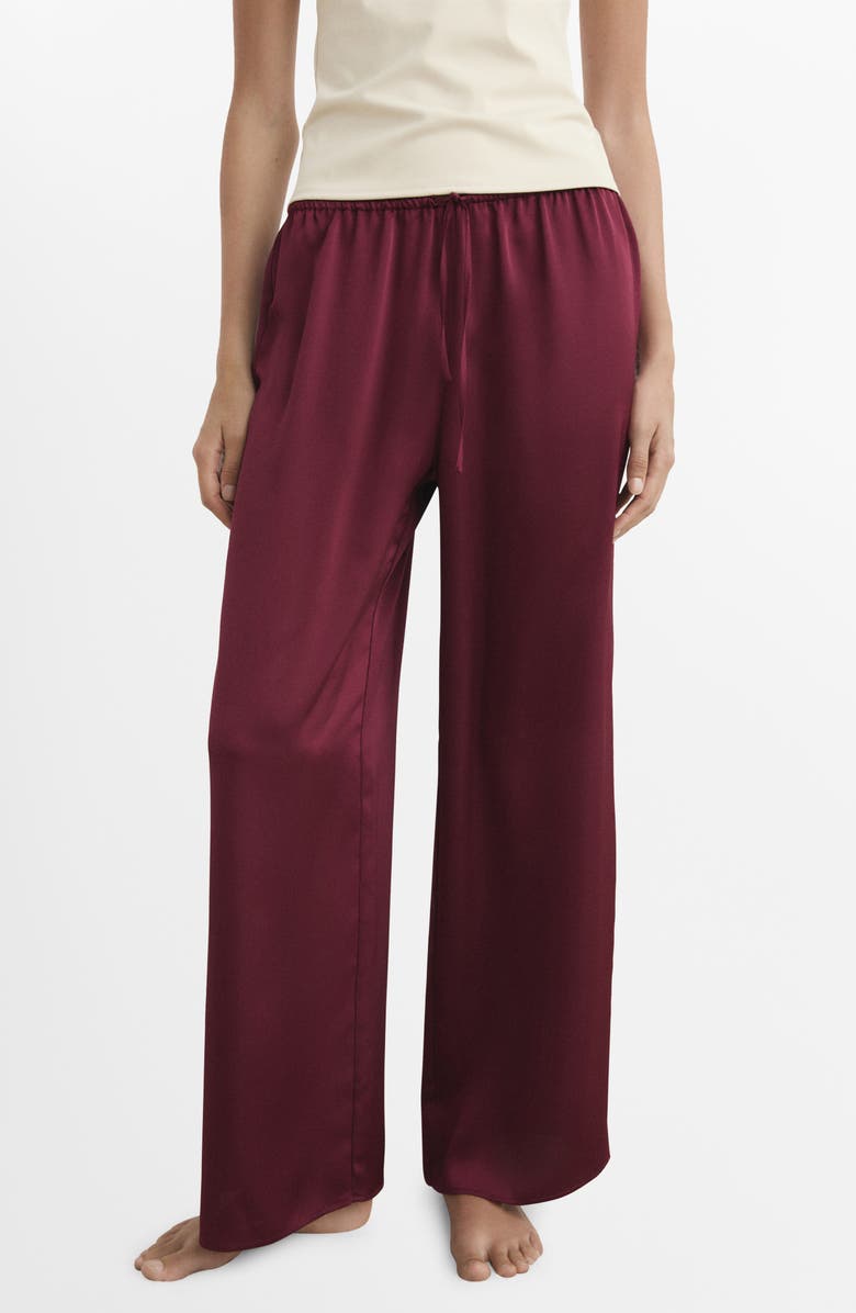 MANGO Satin Pajama Pants, Main, color, Red