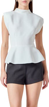 Endless Rose Mock Neck Sleeveless Peplum Top