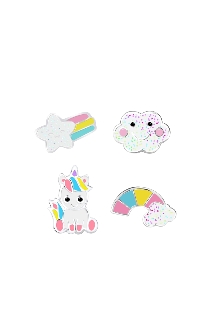 Kids' Sterling Silver Magical Unicorn Charm Stud Earrings in Signature Gift Box, Alternate, color, Pink