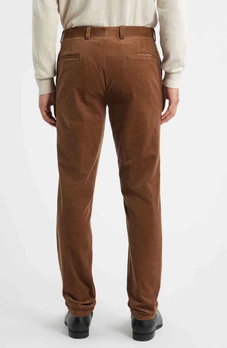 Jack Victor Palmer Brown Flat Front Cotton Stretch Corduroy Pants, Alternate, color, Camel