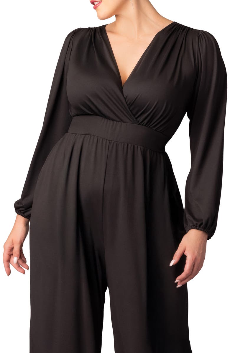 Kiyonna Brigitte Long Sleeve Jumpsuit, Alternate, color, Black Noir