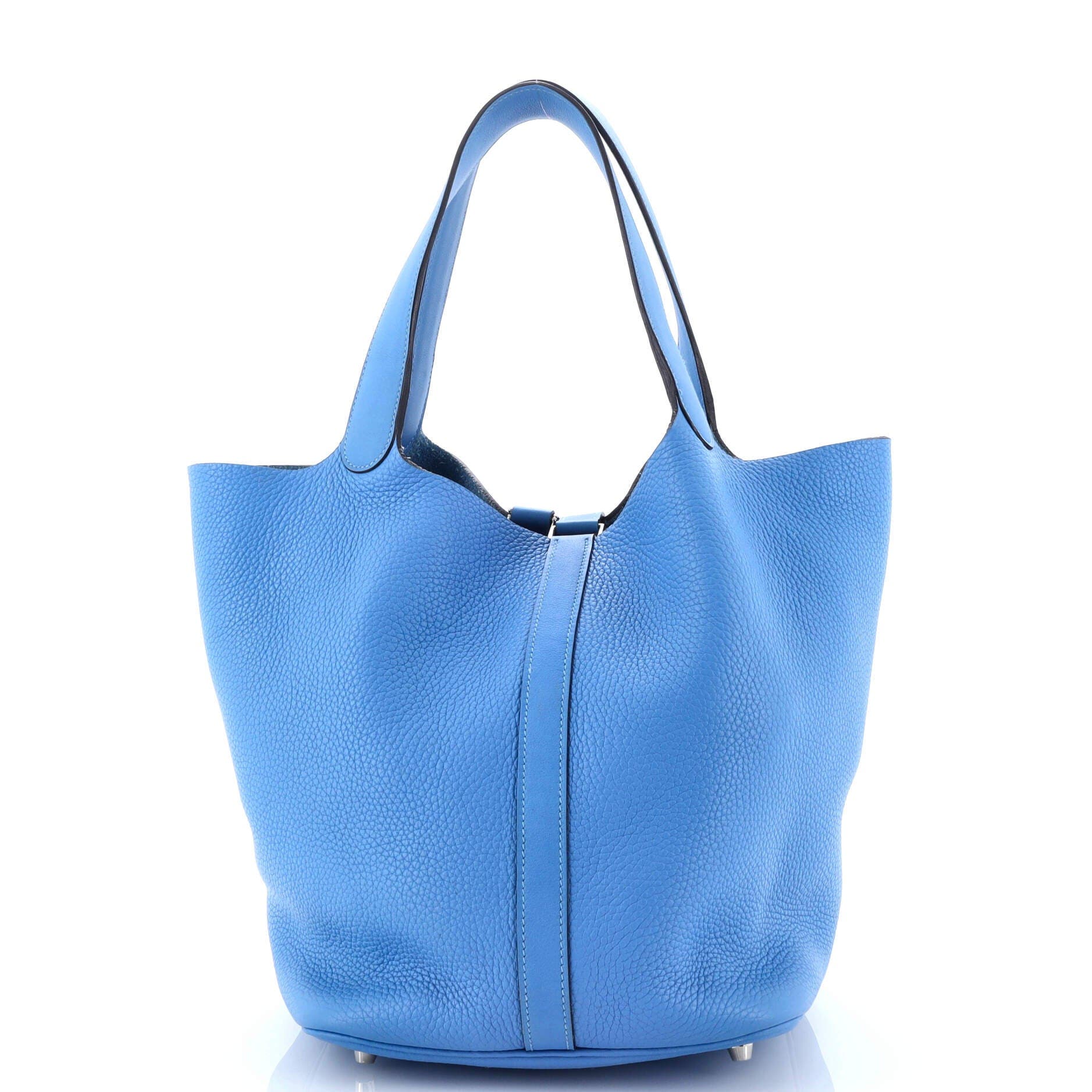 Pre-Owned Hermes Picotin Lock Bag Clemence with Swift GM, Alternate, color, Bleu Paradis