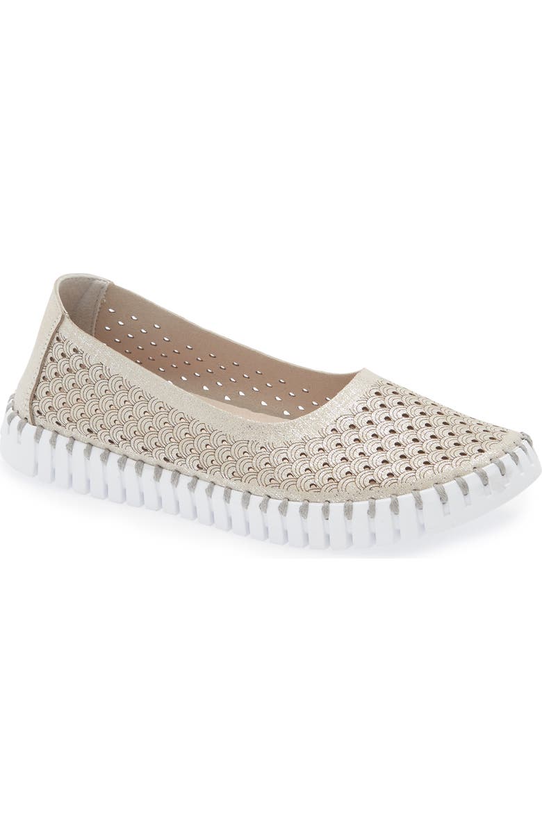Ilse Jacobsen Tulipu Perforated Slip-On Sneaker, Main, color, Silver