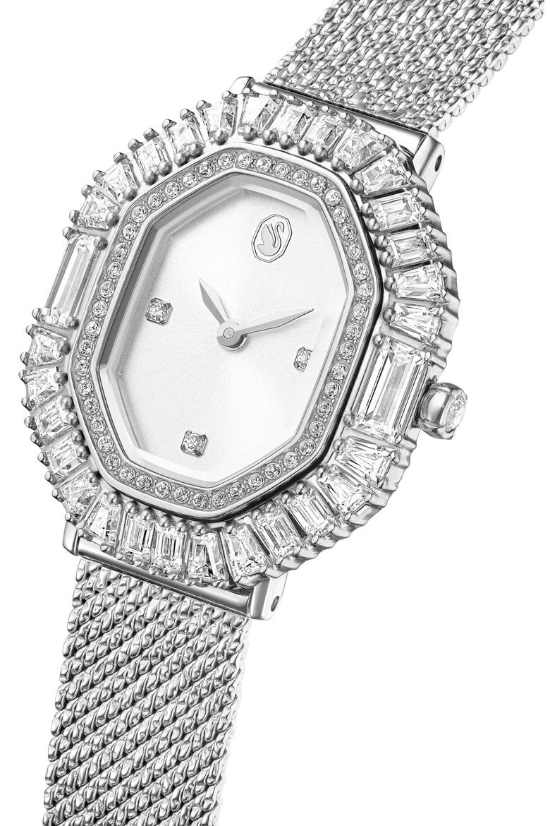Matrix Octagon Mesh Strap Watch, 30mm x 25mm, Alternate, color, SILVER