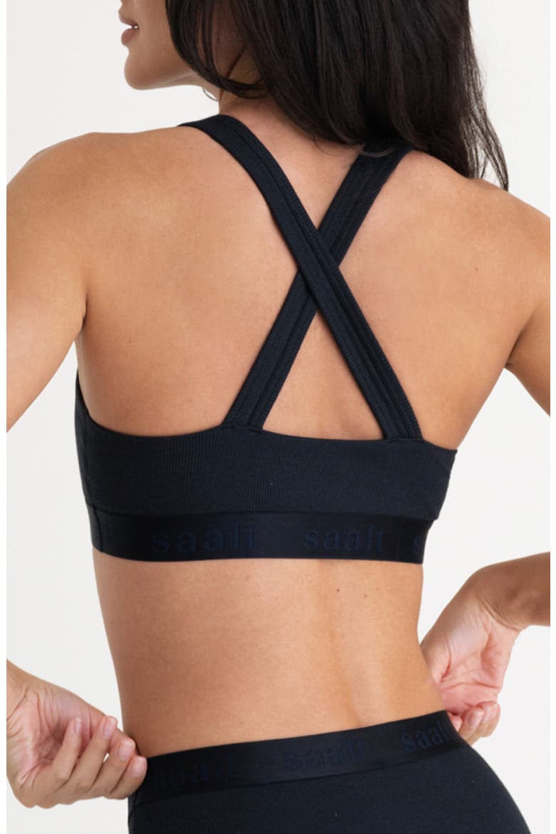 Square Neck Rib Cotton Blend Bralette, Alternate, color, VOLCANIC BLACK