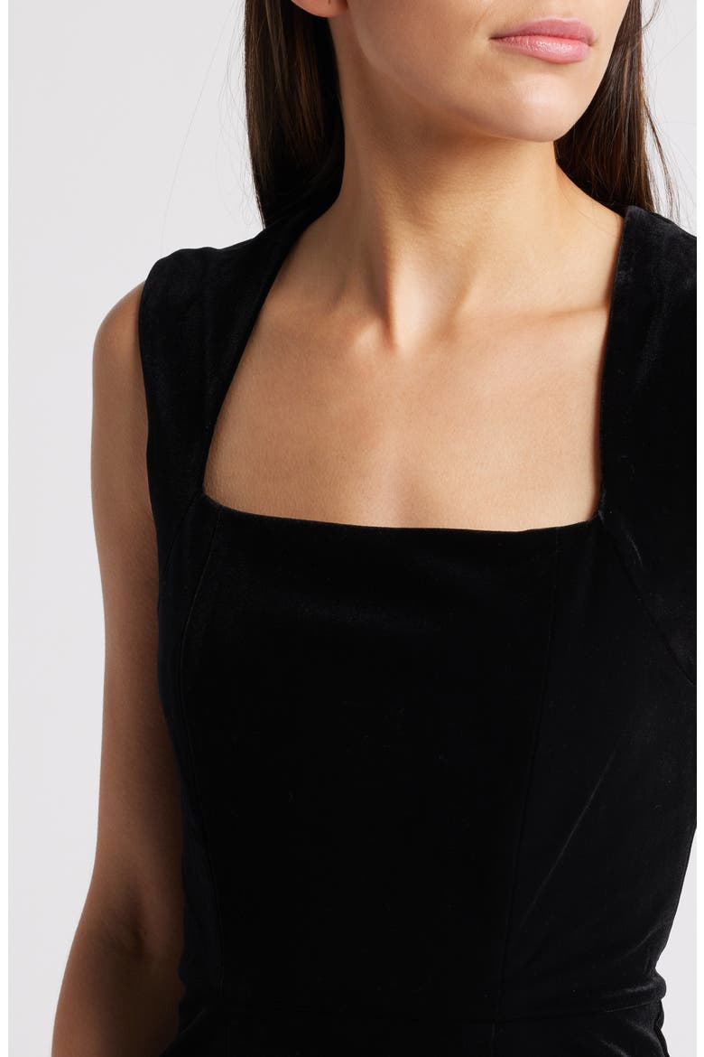 Square Neck Stretch Velvet Minidress, Alternate, color, BLACK