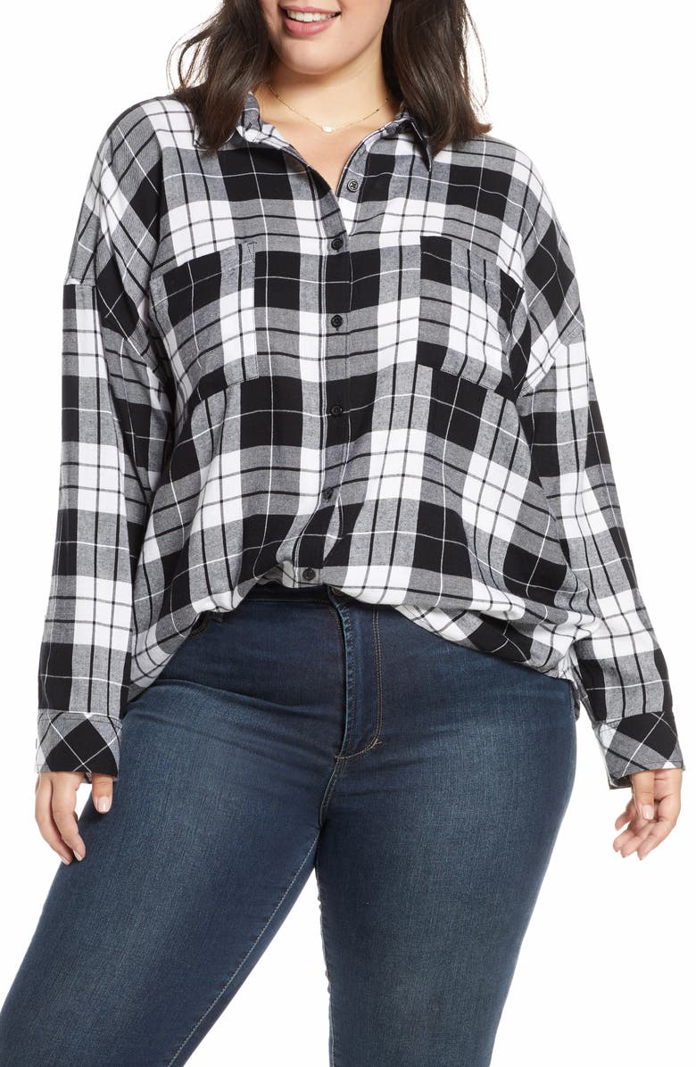 BP. Plaid Boyfriend Shirt, Main, color, 