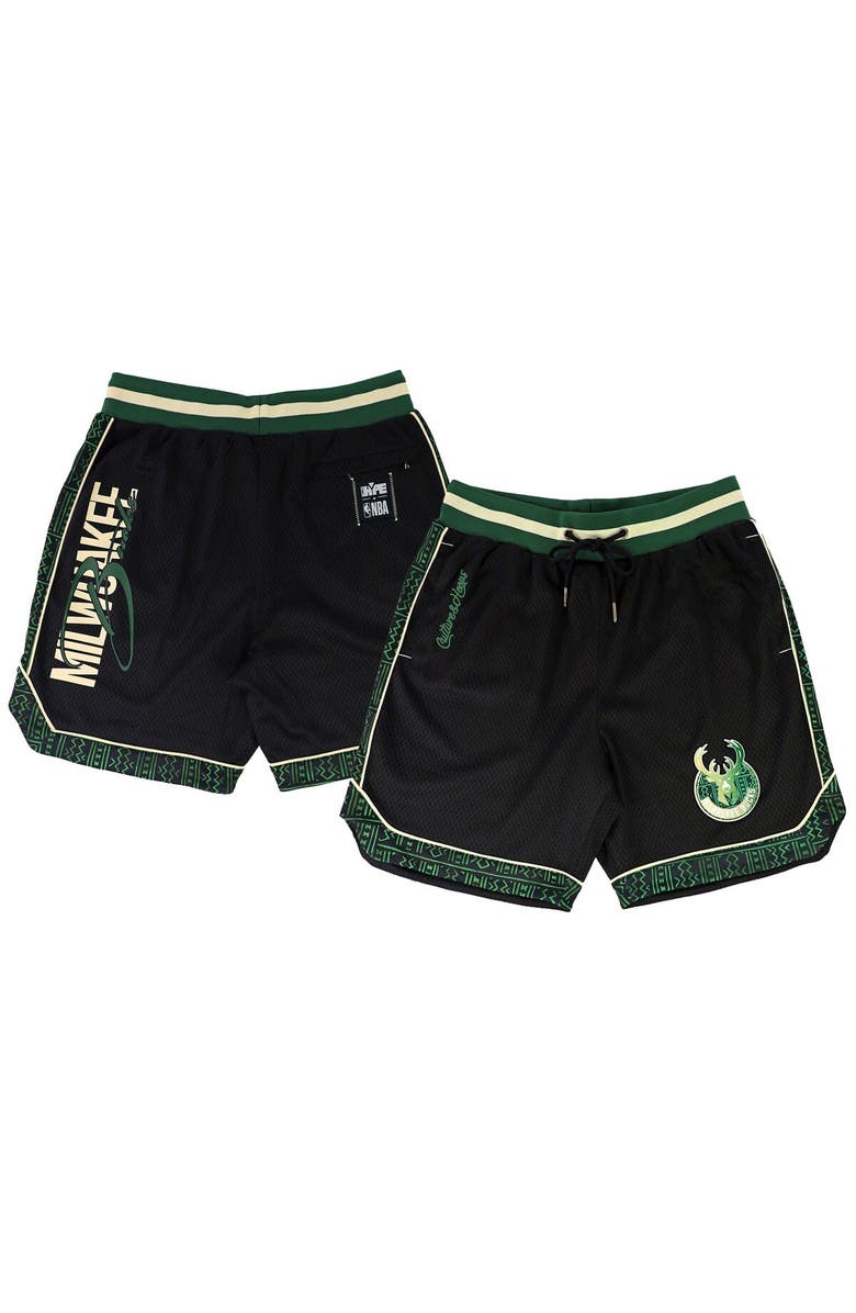 Two Hype Unisex NBA x Two Hype  Black Milwaukee Bucks Culture & Hoops Double Mesh Shorts, Main, color, 