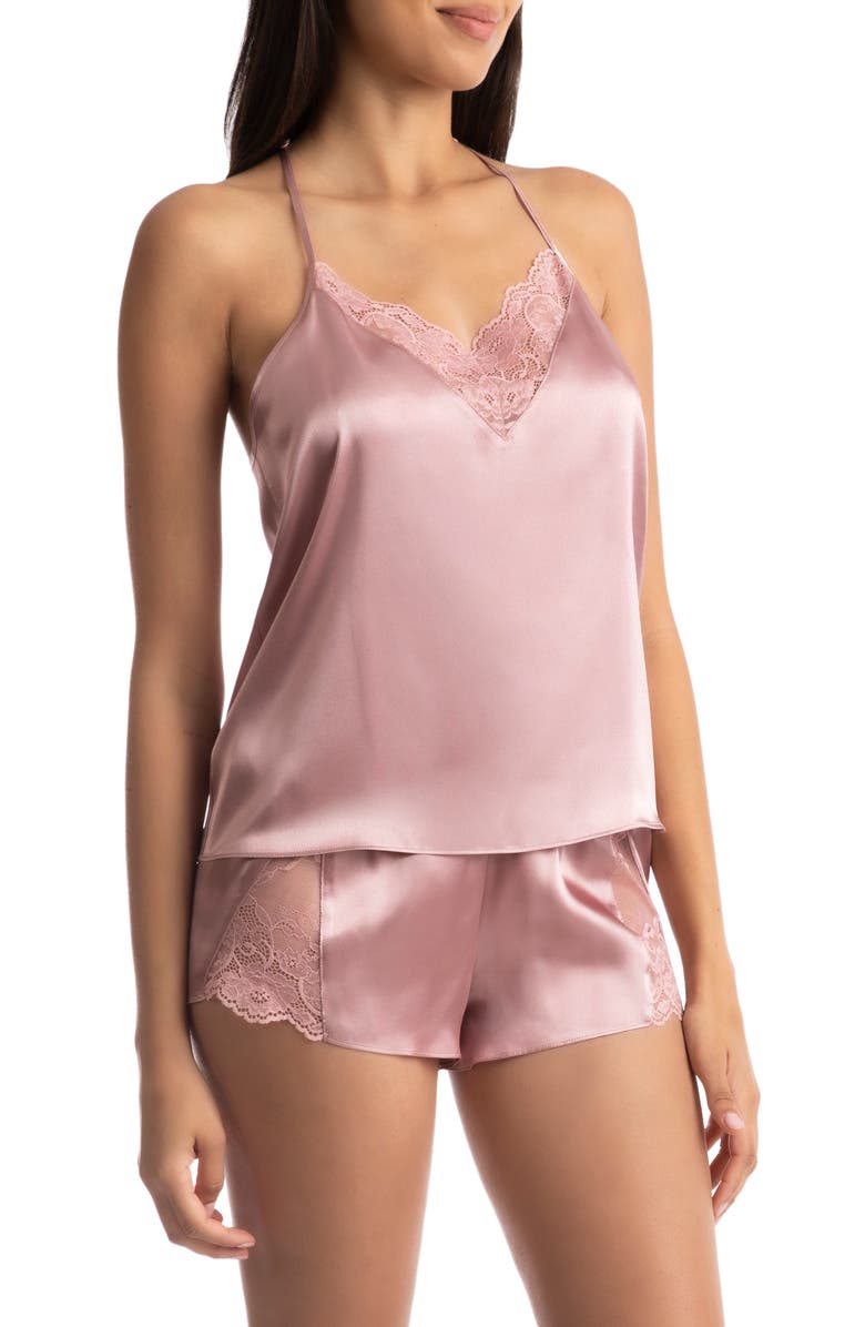 In Bloom by Jonquil Grace Short Satin Pajamas, Alternate, color, Lotus Pink