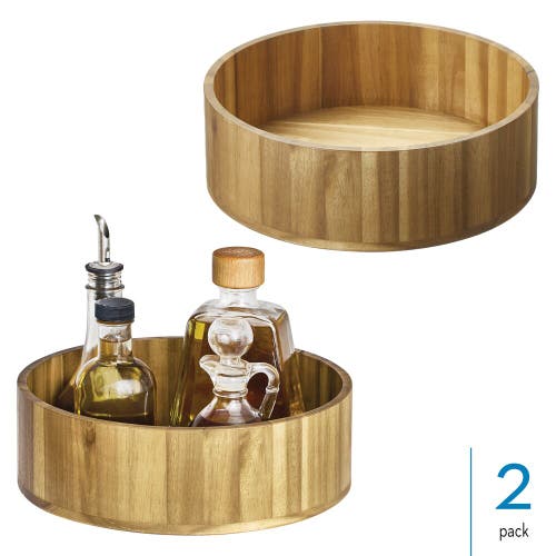 Basic 10-inch Round Acacia Wood Lazy Susan Organizer For Kitchen