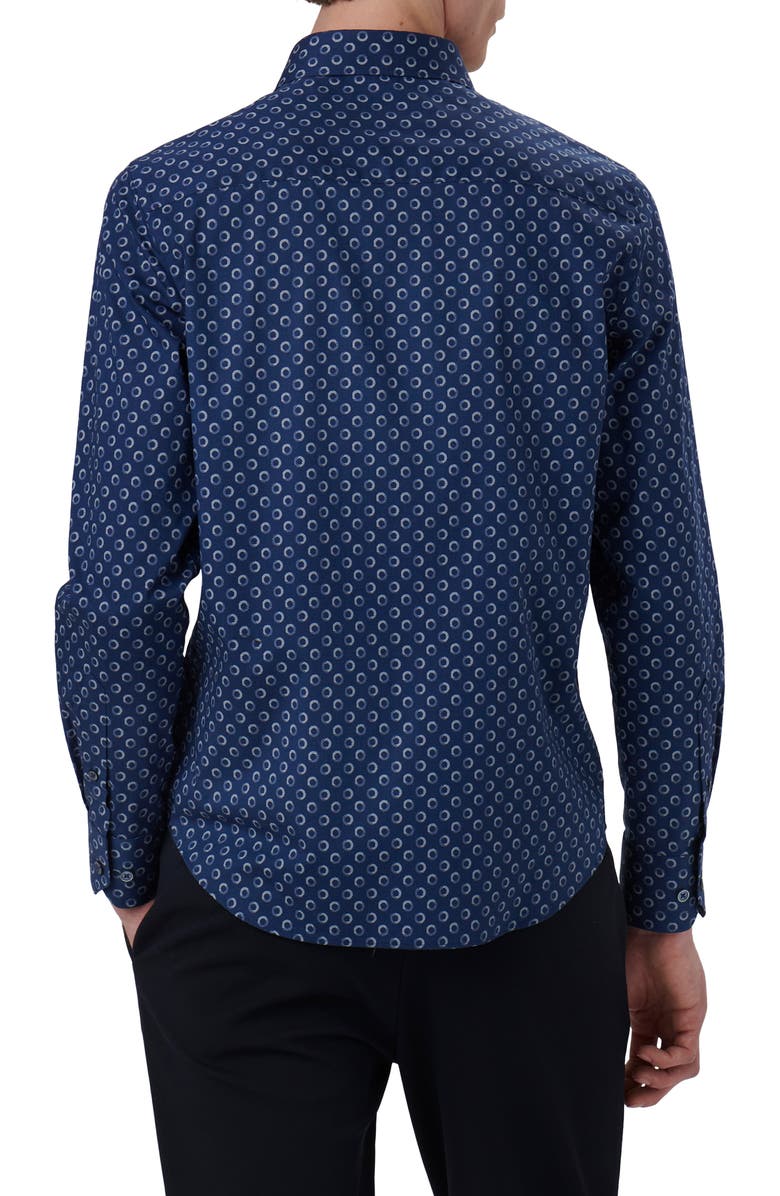 Bugatchi Axel Shaped Fit Geometric Print Stretch Cotton Button-Up Shirt, Alternate, color,