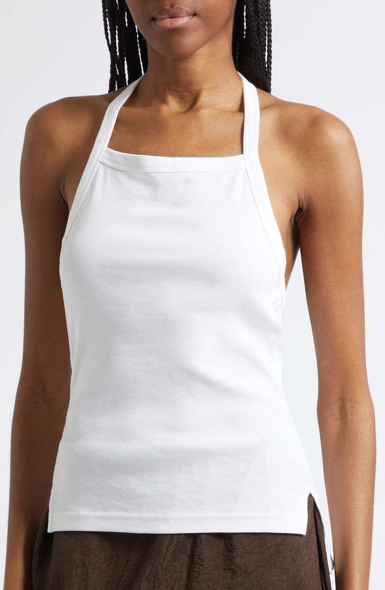 OSSOU Clovis Organic Cotton Halter Tank, Alternate, color, Milk