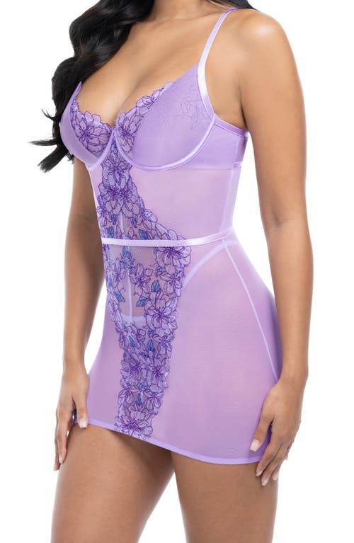 OH LA LA CHERI OH LA LA CHERI LAVENDER UNDERWIRE CHEMISE & G-STRING SET 