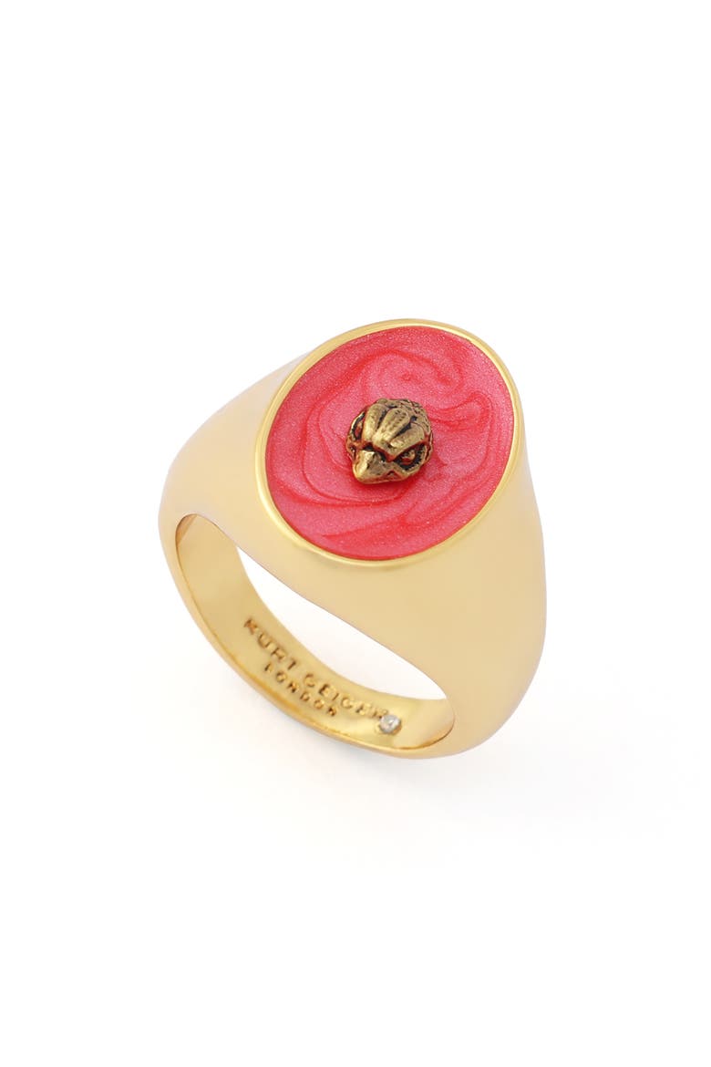 Eagle Enamel Signet Ring, Alternate, color, RED