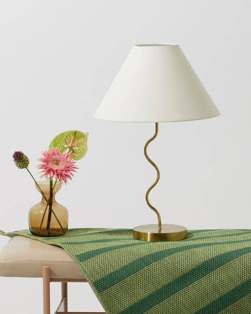 Brightech Squiggle 22' Led Table Lamp With Twisting Base And Ivory Empire Shade In Antique Brass