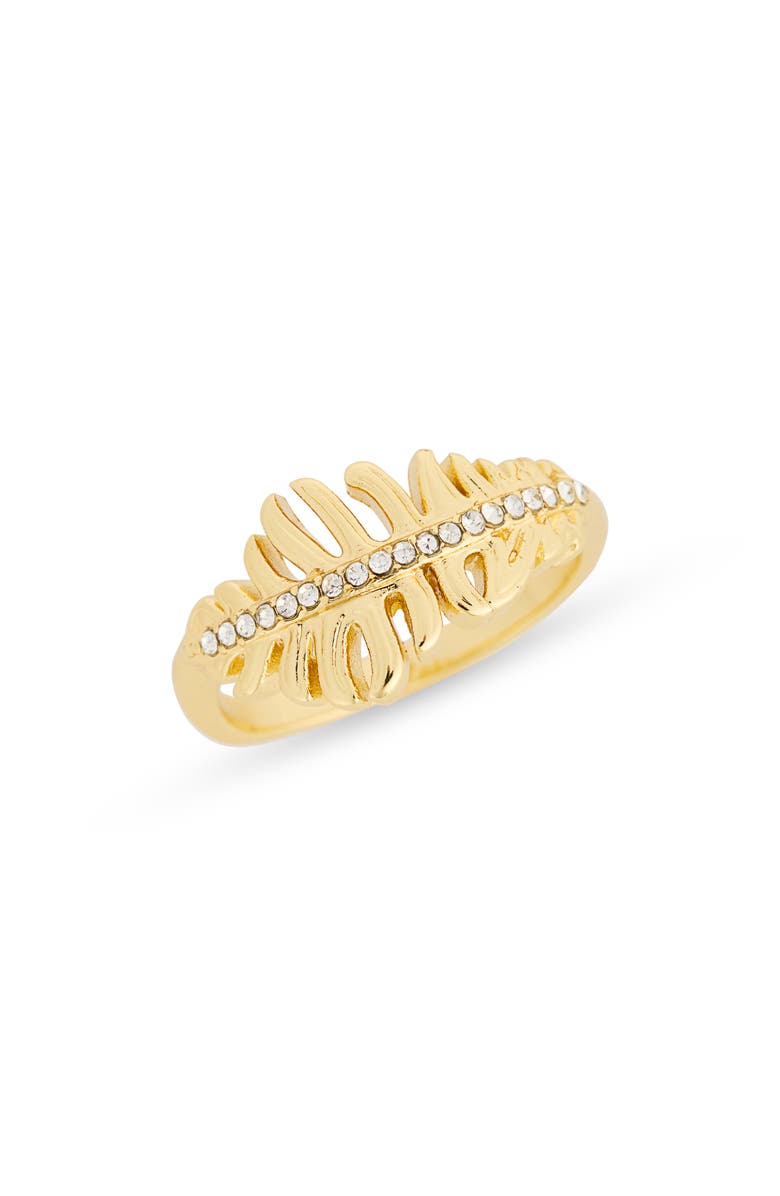 Covet CZ Feather Ring, Main, color, Clear/ Gold