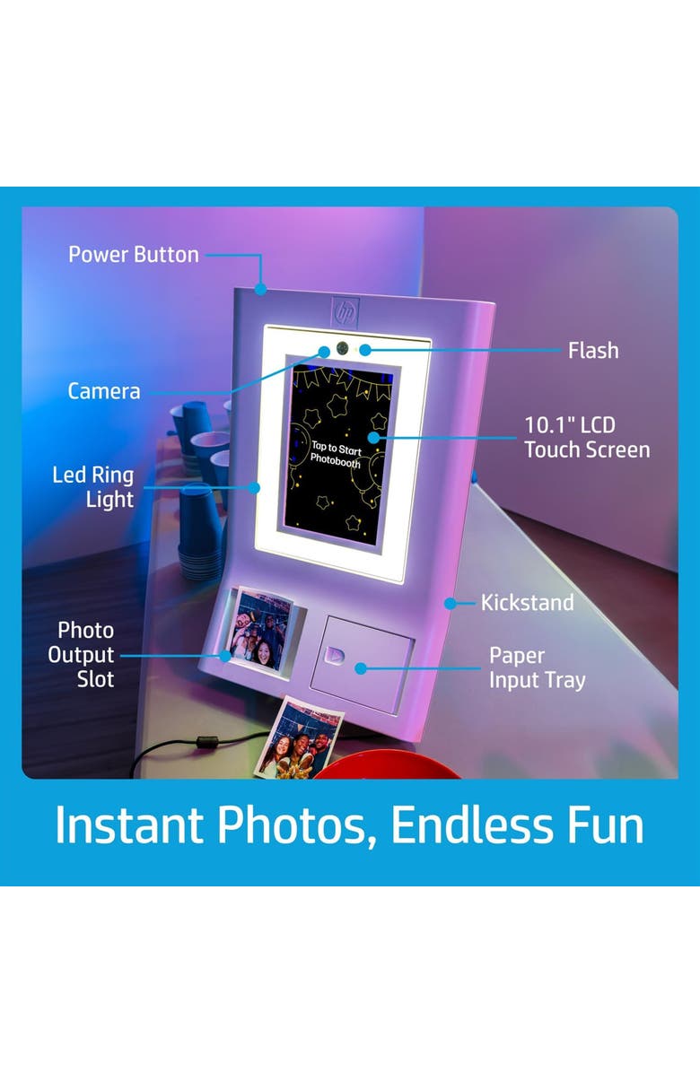 HP Sprocket Photobooth 3x4 Photo Printer Bundle, Alternate, color, White