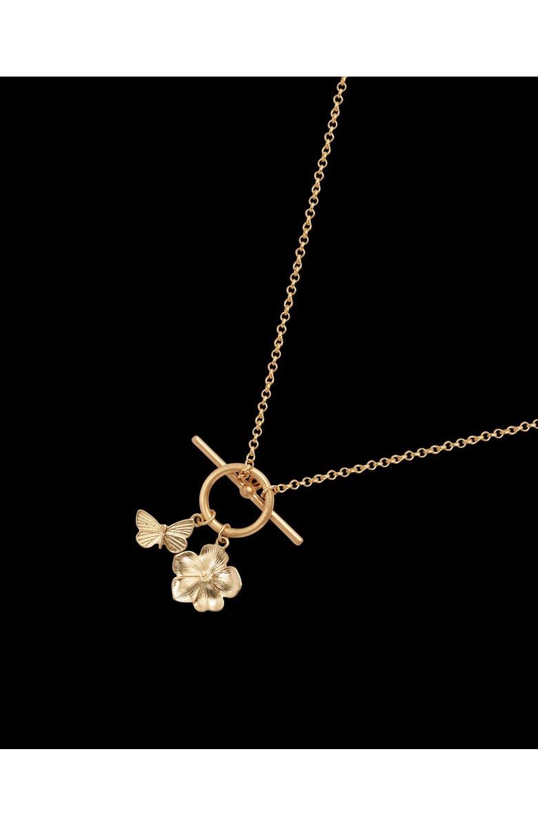 Fable England Butterfly & Flower Necklace, Alternate, color, Blue & Gold