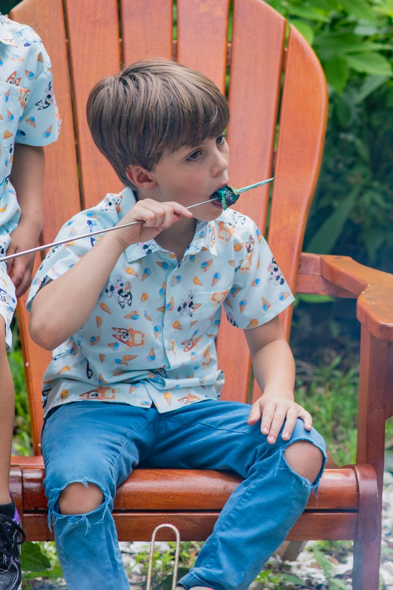 Short Sleeve Button-Down Shirt, Alternate, color, Light Blue Ice Cream
