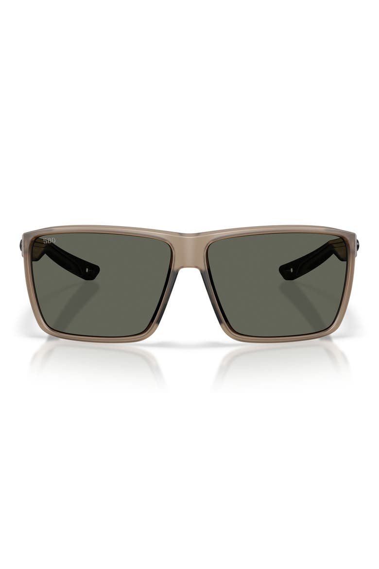 Rincon II 64mm Polarized Oversize Rectangular Sunglasses, Main, color, MATTE BROWN SMOKE / GRAY 580G