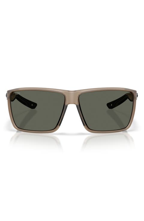 Rincon II 64mm Polarized Oversize Rectangular Sunglasses