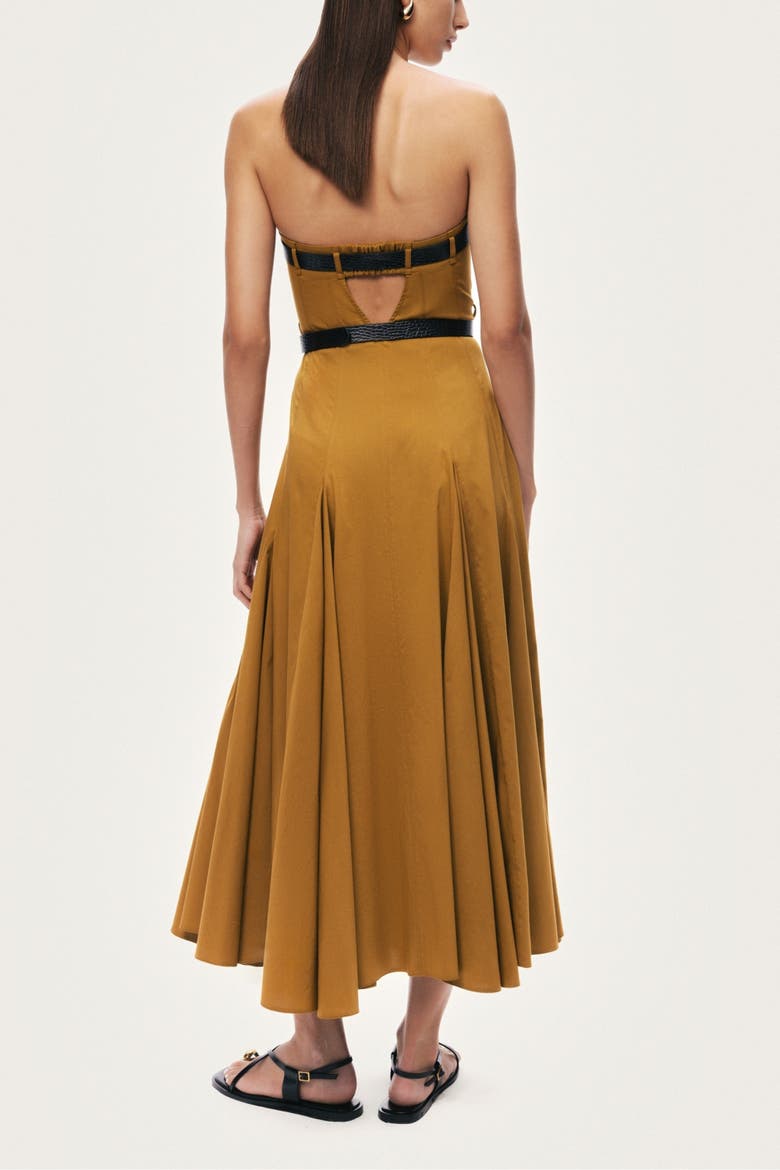 Strapless Double Belted Midi Dress, Alternate, color, Camel