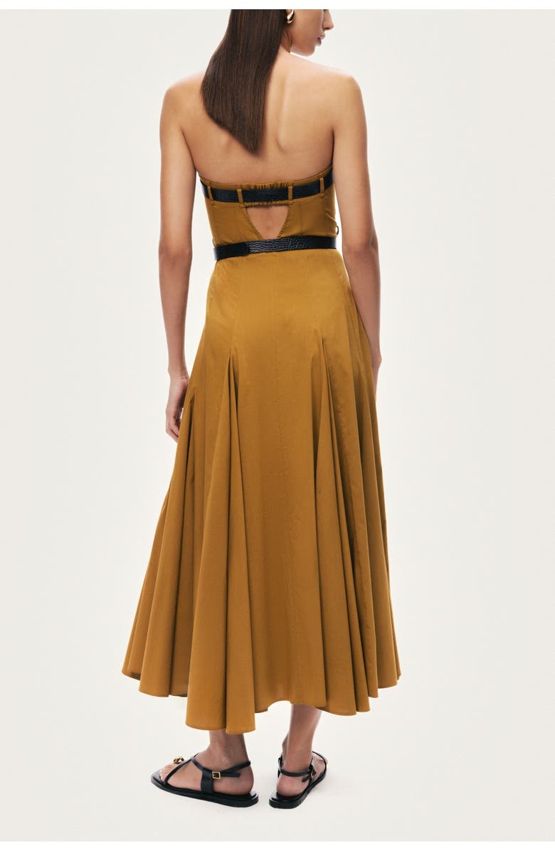 Nocturne Strapless Double Belted Midi Dress, Alternate, color, Camel