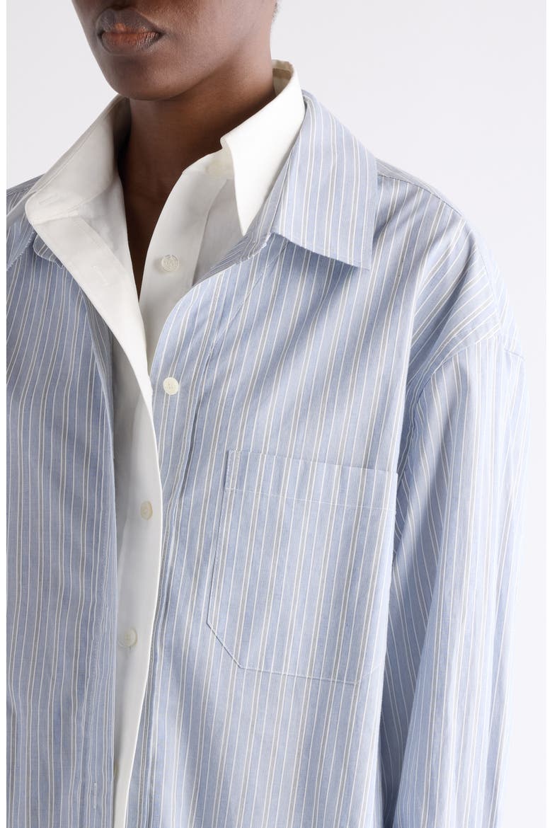 Soublera Layered Stripe Button-Up Shirt, Alternate, color, BLUE/ WHITE