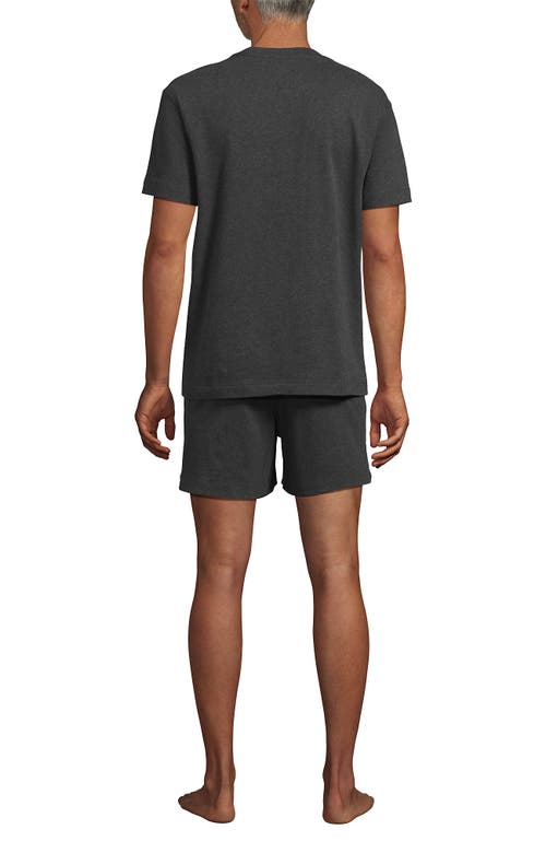 Lands' End Short Sleeve Knit Jersey Short Sleep Set In Black