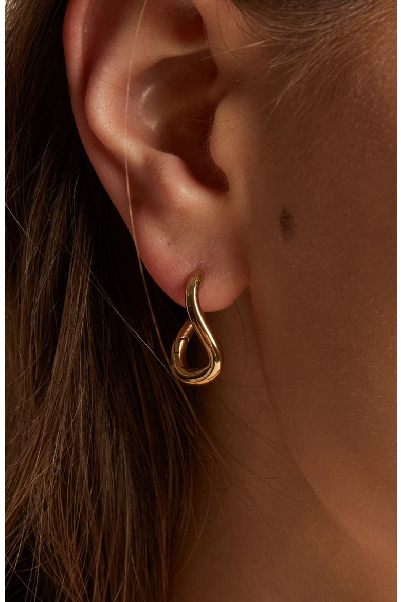 Unbreakable Curve Hoop Earrings, Alternate, color, Gold Plated Stainless Steel