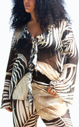 FASHION-SZN CURVE Curve Tonal Palm Print Ruffle Resort Top