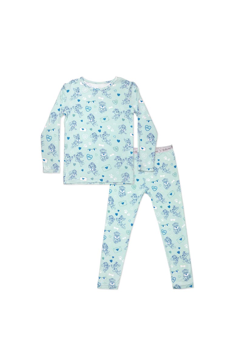 Bellabu Bear Kids' PAW Valentine Blue Set of 2 Piece Pajamas, Main, color, Paw Valentine Blue