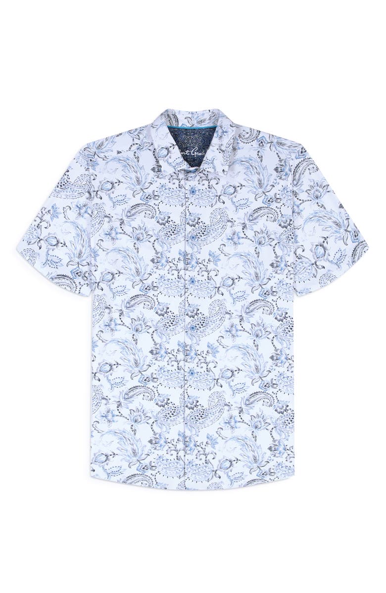 Robert Graham Bascobel Knit Short Sleeve Button-Up Shirt, Alternate, color, Light Blue