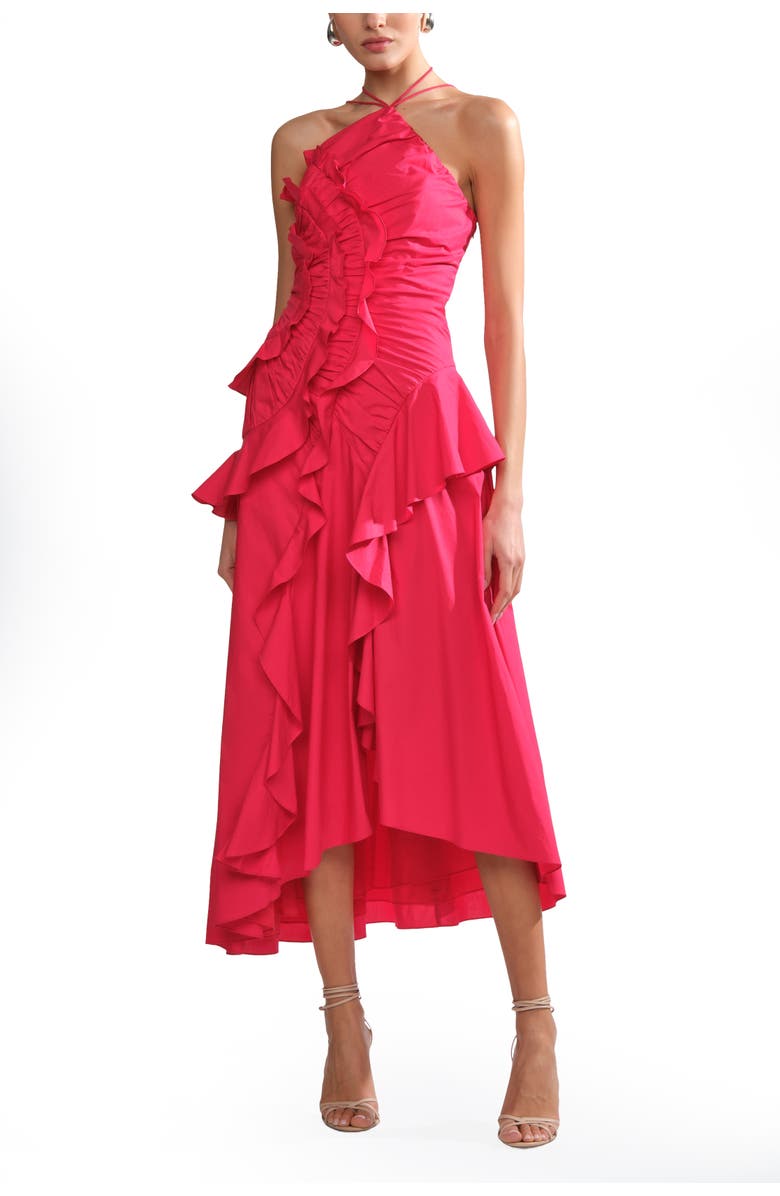 AMUR Ottavia ruffle dress, Alternate, color, Solstice Red