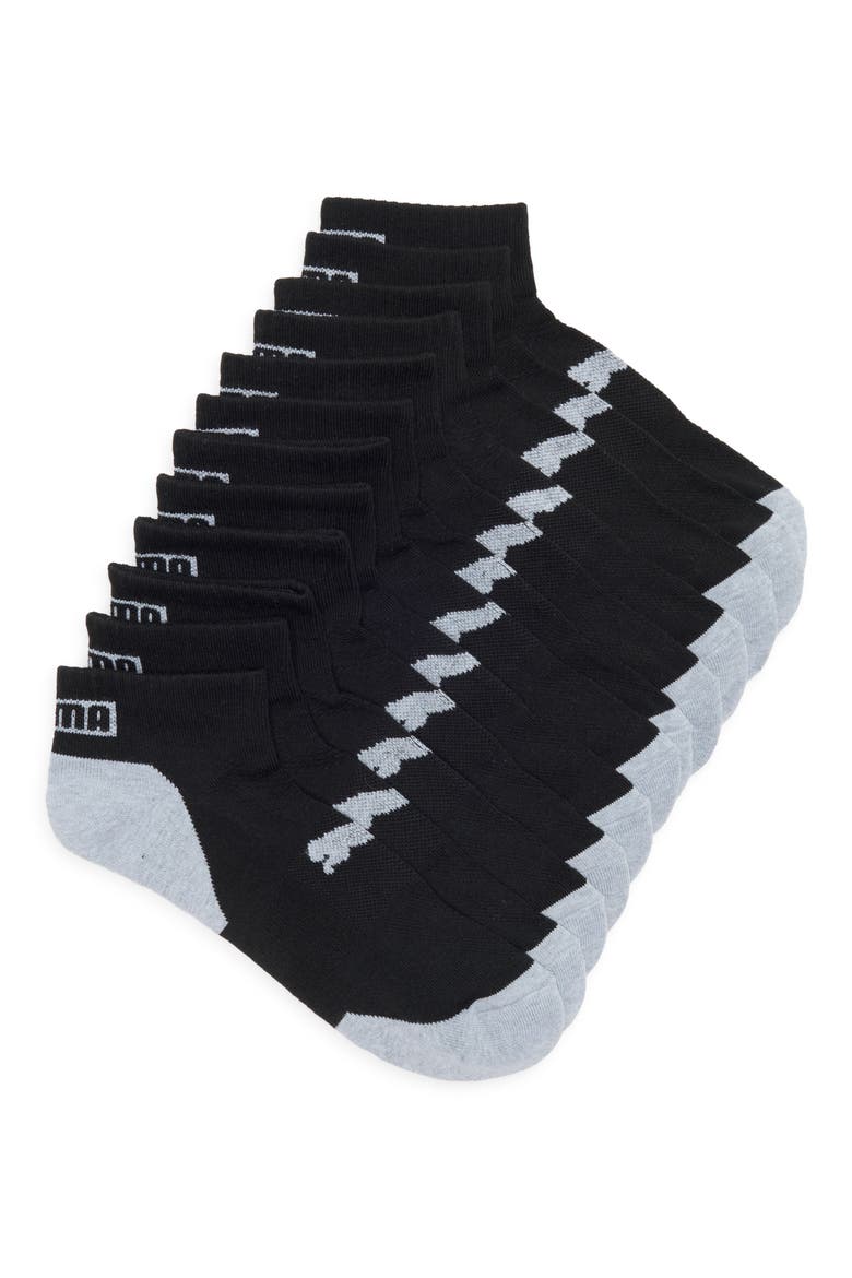 6-Pack Terry Quarter Length Socks, Main, color, BLACK GREY