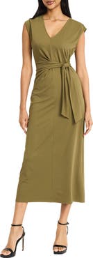 Donna Morgan Cap Sleeve Tie Waist Maxi Dress