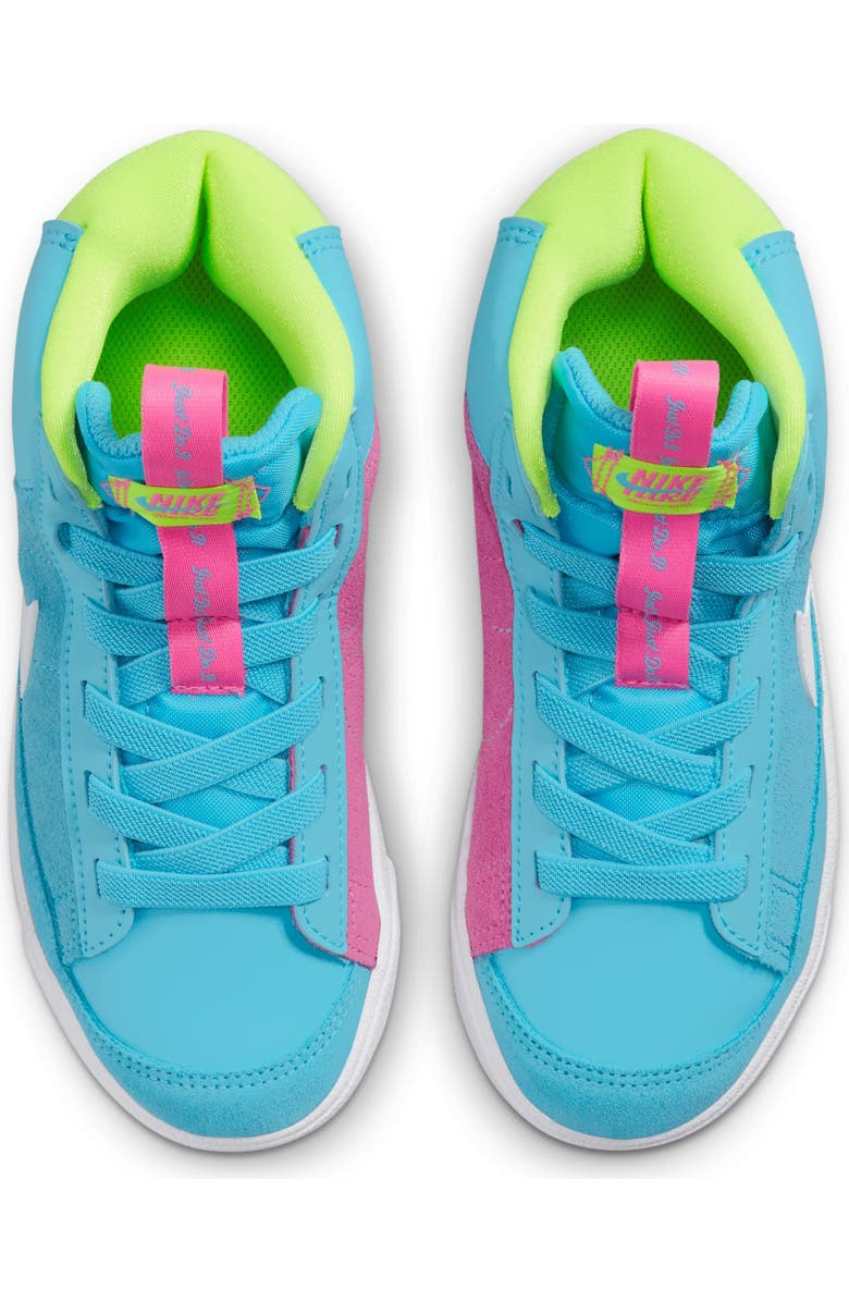 Nike Kids' Blazer Mid '77 SE Sneaker, Alternate, color, Baltic Blue/ White/ Pink/ Volt