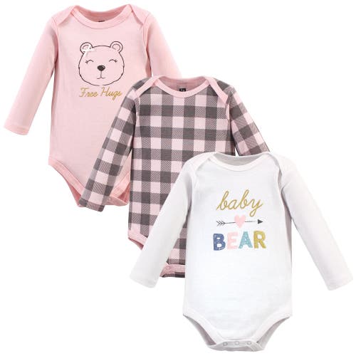 Hudson Baby Essential All-cotton Long-sleeve Bodysuit Triple Pack In Multi