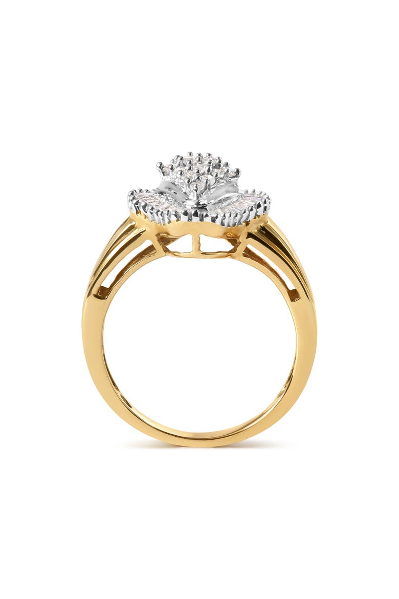 10K Yellow Gold 1/2 Cttw Diamond Rhombus Head and Halo Ring, Alternate, color, Yellow