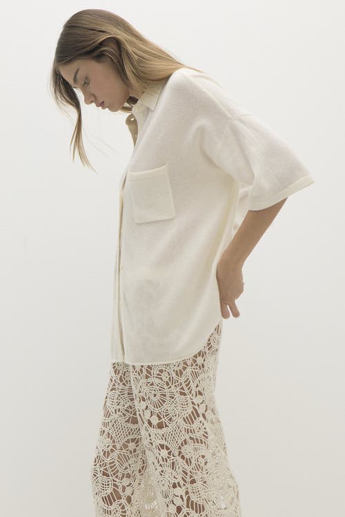 Naked Cashmere Rue Button-up Cashmere Top In Sand