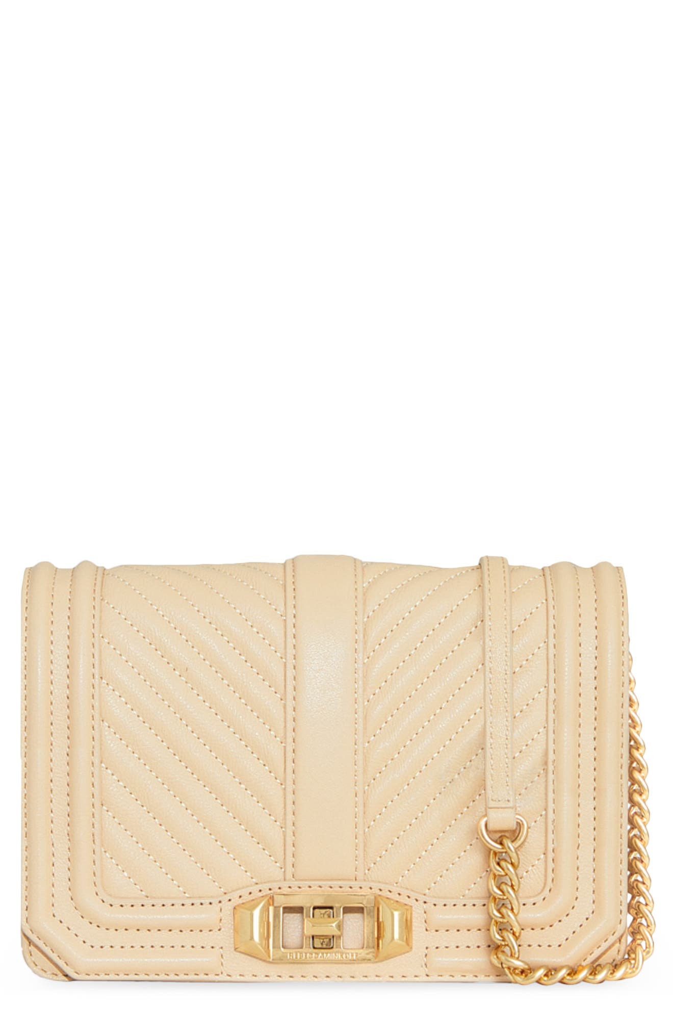 Rebecca Minkoff Small Chevron Quilted Love Leather Crossbody Bag, Main, color, 