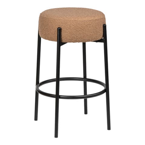 Paola Modern Minimalist Round Backless Metal Cushioned Stool