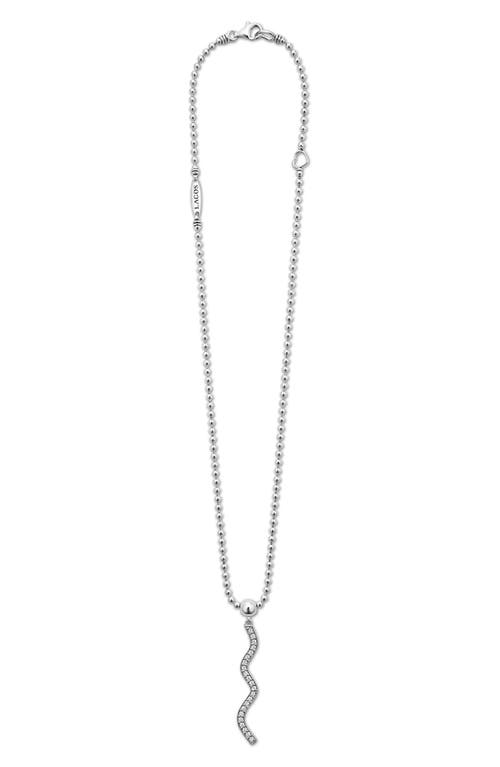 Lagos Caviar Spark Diamond Wave Pendant Necklace In Silver