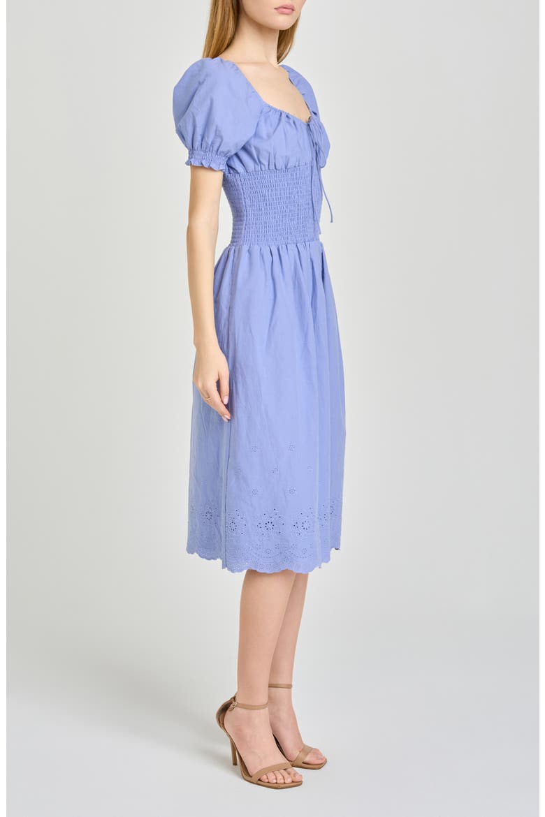x Hannah Lovey Porter Dahlia Eyelet Detail Cotton Dress (Nordstrom Exclusive), Alternate, color, CHAMBRAY